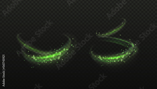 Air flow with fresh leaves. A light fresh effect for an organic herbal tea. Wind vortex with mint leaves - an element for cleaners, fresheners, providing a menthol aroma. Vector illustration