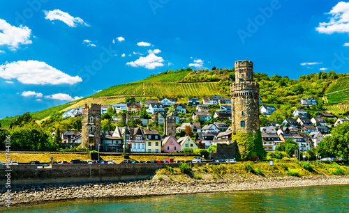 Medieval towers in Oberwesel on the Middle Rhine in Germany photo