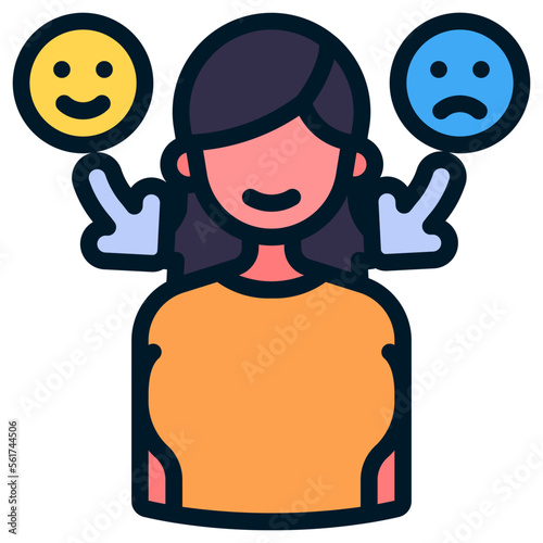 girl with sad and happy emotion illustration