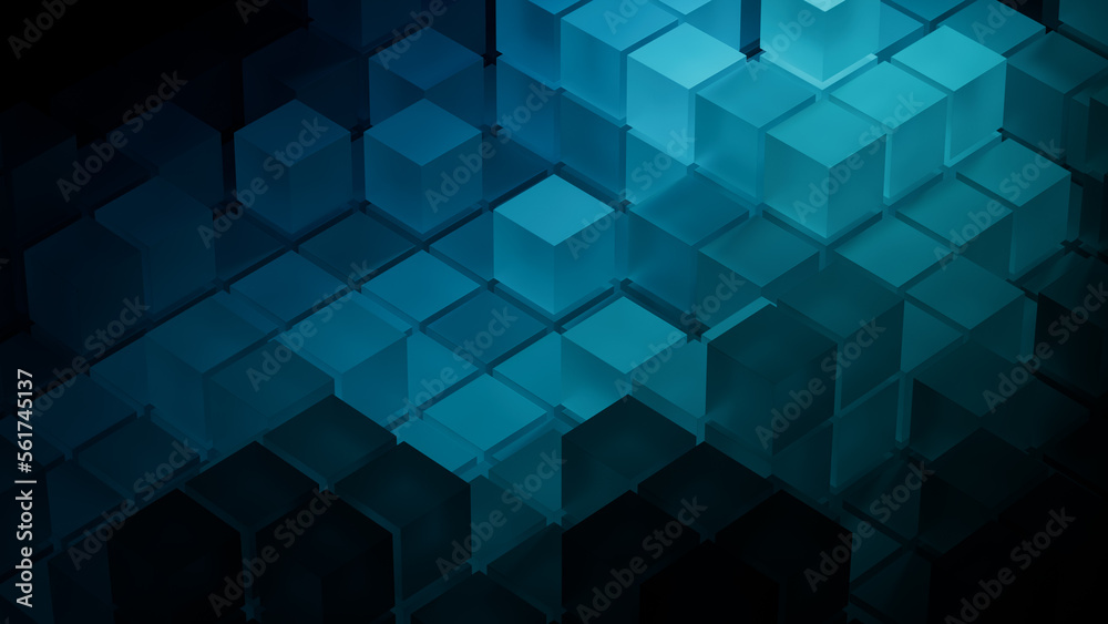 Teal and Blue, Translucent Blocks Neatly Aligned to create a Contemporary Tech Wallpaper. 3D Render. Teal and Blue, Translucent Blocks Neatly Aligned to create a Contemporary Tech Wallpaper. 3D Render.