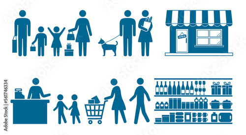 人　家族　休日　ピクトグラム　アイコンセット