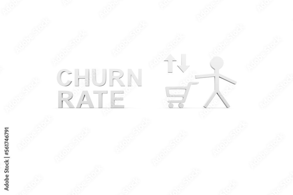CHURN RATE concept white background 3d render illustration CHURN RATE concept white background 3d render illustration