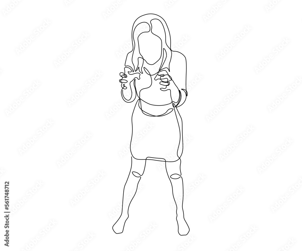 abstract woman without a face scares, angry , hand-drawn, continuous mono line, one line art abstract woman without a face scares, angry , hand-drawn, continuous mono line, one line art