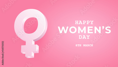 International Women's Day Banner. Woman sign with copy space.