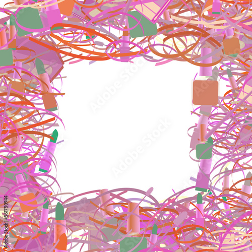 Background pattern abstract design texture. Border frame, transparent background. Theme is about woven, repeat, powder, cosmetics, maquillage, cosmetology, pomade, makeup, pomatum, striped fabric