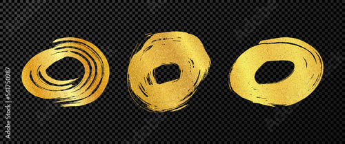 Gold grunge brush strokes in circle form