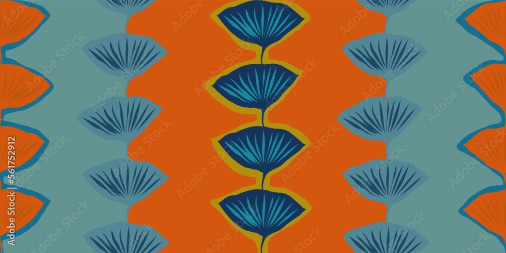 Naklejka premium Modern exotic bohemian floral pattern. Collage vintage seamless print. Hand drawn cartoon style pattern.