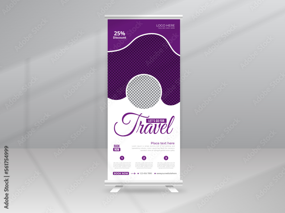 Fototapeta premium Tour and Travel Sale Roll up Banner Standee display Flyer or Cover Template