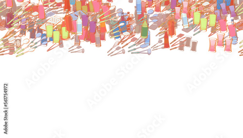 Background pattern abstract design texture. Alcohol and Cutlery. Horizontal seamless stripe. Border frame, transparent background. Theme is about refinement, Russian, strong alcohol, Finnish