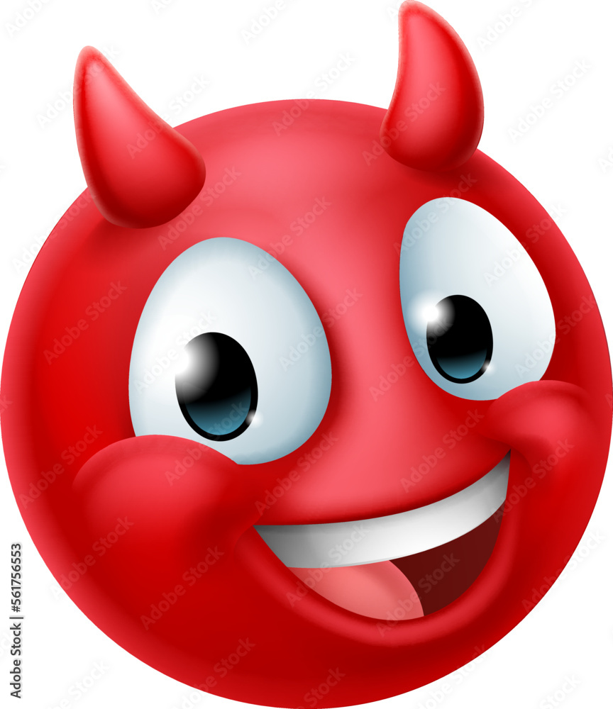 A red devil or satan emoji emoticon man face cartoon icon mascot. Stock Vector Adobe Stock