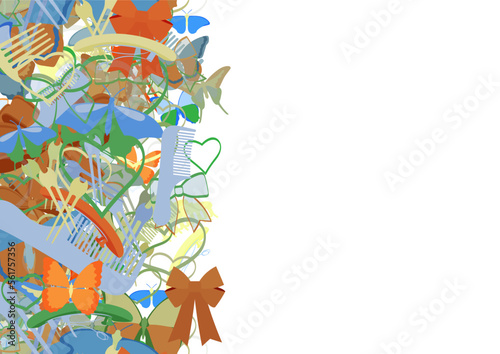 Background pattern abstract design texture. Vertical seamless stripe. Border frame, transparent background. Theme is about hearts, design, background, wing, colorful, romance, art, beautiful