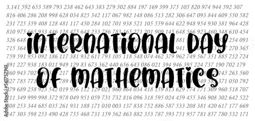 Happy international day of mathematics vector background illustration. World Pi Day banner