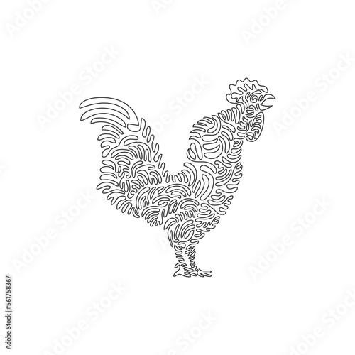 Single one line drawing abstract art. Adorable standing rooster. Continuous line draw graphic design vector illustration of spurs on the rooster for icon, symbol, company logo, poster wall decor