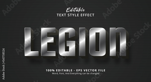 Editable text effect, Slice text on silver steel style effect