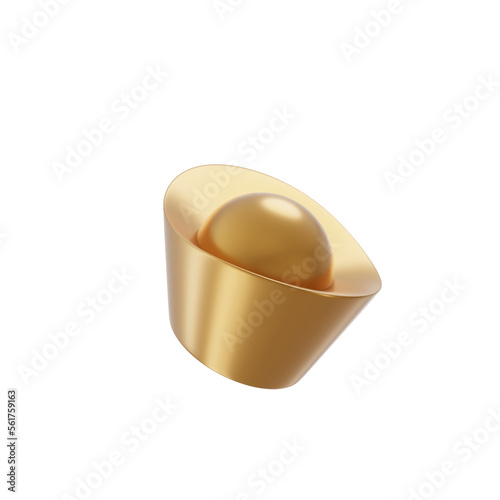 Realistic Yuan Bao Chinese gold sycee. Imperial gold YuanBao iambic.  background 3d object decor. photo