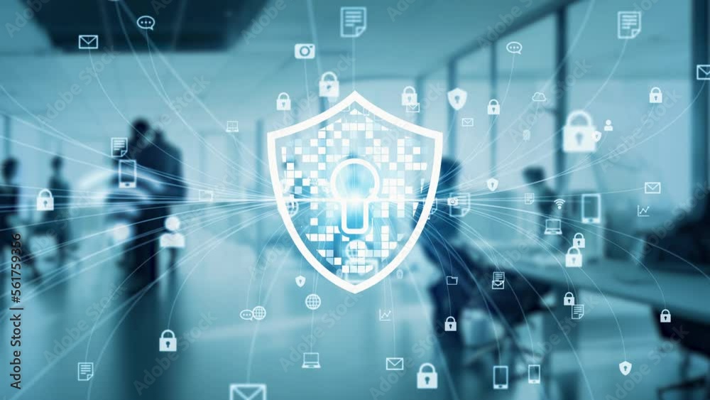 Modern office and network security concept.