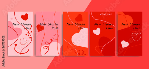 Set of Happy Valentine's Day holiday banners. Holiday social media posts. Use for promote goods and festive congratulations. Vector illustration with greeting cards.