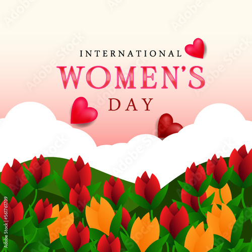 international women day with women symbol and flowers