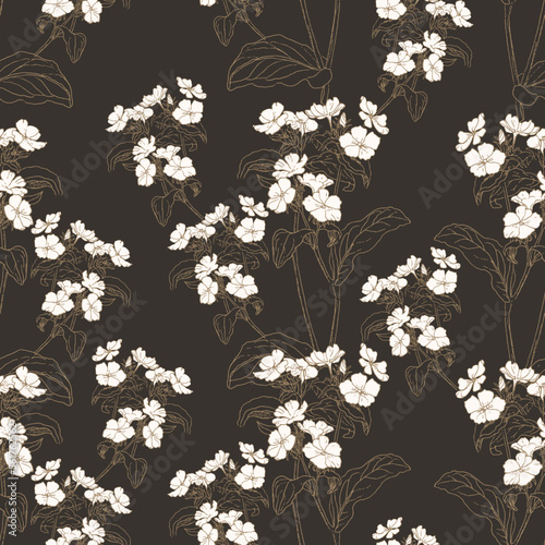 Botanical hand drawn floral seamless pattern (ID: 561762562)