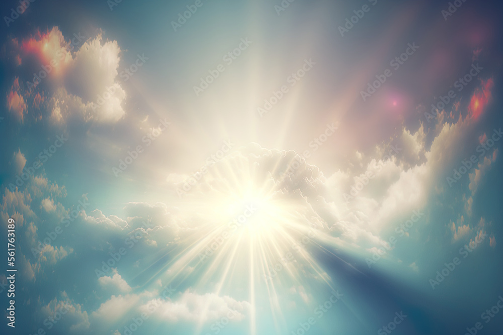 Background of morning sun filled clouds. Blue, white, and pastel colored heaven with soft focus lens flare. Abstract serene nature with blue blur gradient. open windows, lovely summer, and spring Background of morning sun filled clouds. Blue, white, and pastel colored heaven with soft focus lens flare. Abstract serene nature with blue blur gradient. open windows, lovely summer, and spring