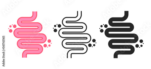 Colitis. Gut constipation icon. Abdominal, bloating vector. Stomach. Gastroenterology for medical design. Health care. Stomach set icon for medical design. Vector illustration