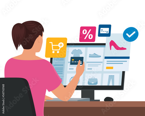 Woman doing online shopping at home