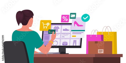 Woman doing online shopping at home