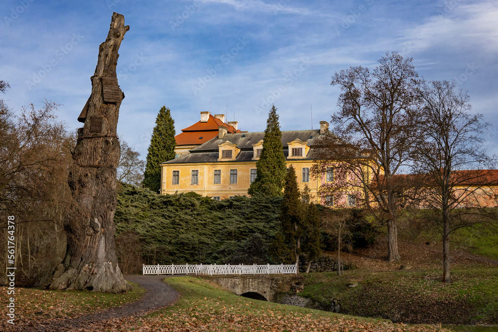 Historic castle Beautiful Courtyard. Czech Republic