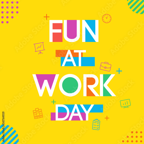 Fun at Work Day Modern Minimalist Geometric Flat Iluustration Square Background