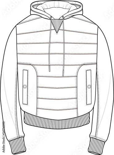 MEN AND BOYS WEAR HOODIE FASHION FLAT DESIGN VECTOR SKETCH