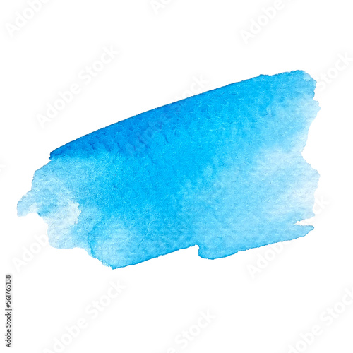 Watercolor brush stroke illustration. Abstract blue watercolor shape on the white background