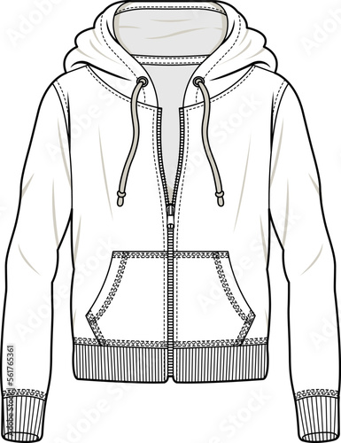MEN AND BOYS WEAR HOODIE FASHION FLAT DESIGN VECTOR SKETCH