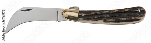couteau serpette manche cerf sur fond transparent photo