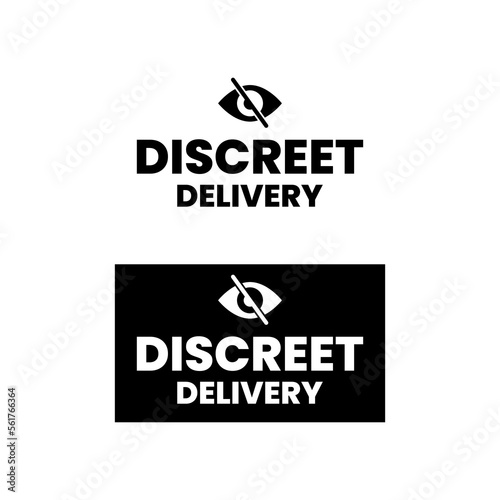 Discreet delivery packaging shopping products sensitive icon label sign design vector photo