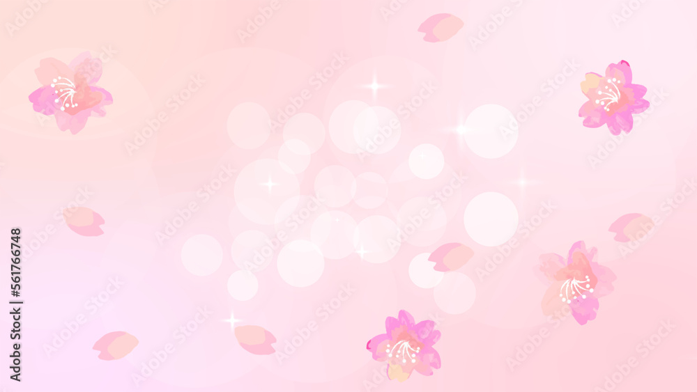 桜とキラキラ十字光と玉ボケのきれいなピンク背景