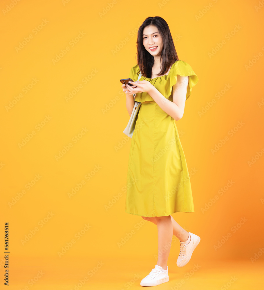 Image of beautiful young Asian woman on background