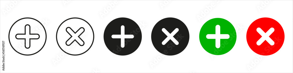 Fototapeta premium plus and minus signs vector icons set