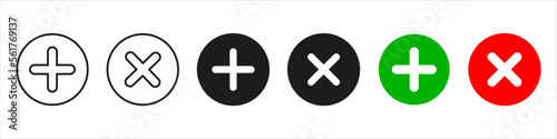 plus and minus signs vector icons set
