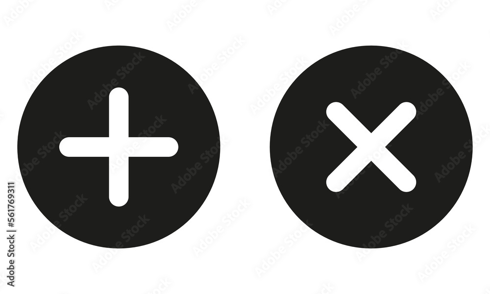 Fototapeta premium plus and minus signs vector icons set