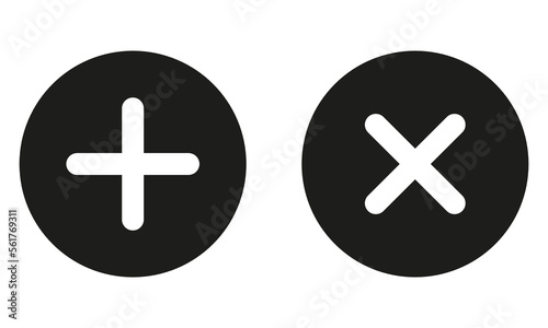 plus and minus signs vector icons set photo