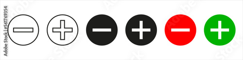 plus and minus signs vector icons set photo