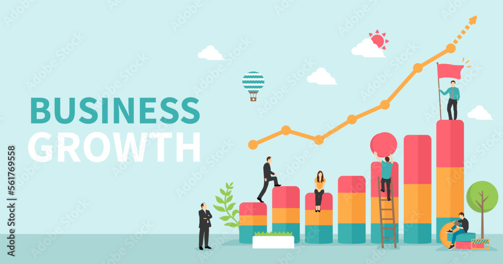 Obraz premium Business growth , business development motif vector banner illustration