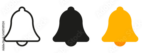 Notification bell icon. Incoming inbox message. New message notofication icons collection. Alarm symbol. Stock vector