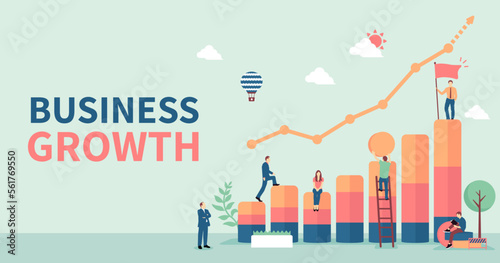 Business growth , business development motif vector banner  illustration