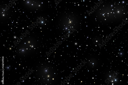 Luminous stars on the night black sky. Vector