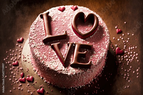 LOVE Written On Valentine Cake by Generative AI 