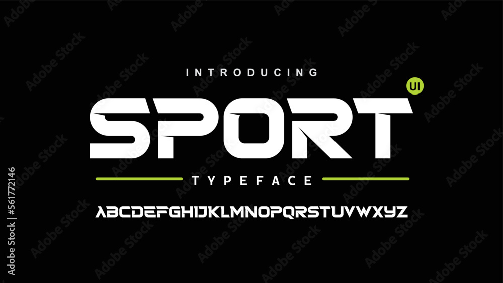 Sports minimal tech font letter set. Luxury vector typeface for company