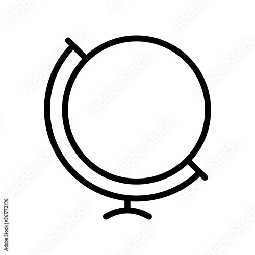 Globe line icon. Geography, lesson, traveler, hike, tourist, tourism, vacation, round the world, ticket, plane, turnover. Travel concept. Vector black line icon on a white background