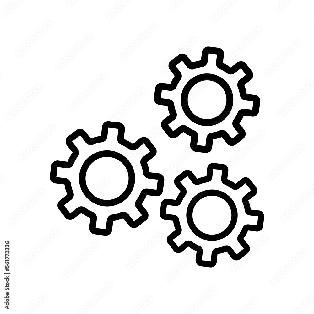 Settings line icon. Wrench, mechanism, settings, parameters, search, research, correction, setting, sorting. The concept of parameters. Vector black line icon on white background Settings line icon. Wrench, mechanism, settings, parameters, search, research, correction, setting, sorting. The concept of parameters. Vector black line icon on white background