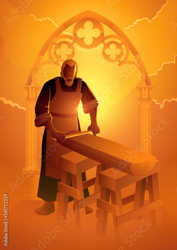 Saint Joseph is working as a carpenter